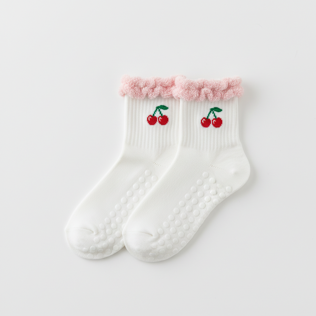 Cherry Crew Grip Socks