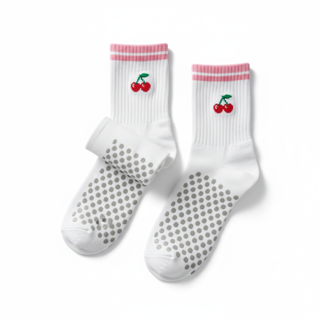 Cherry Crew Grip Socks