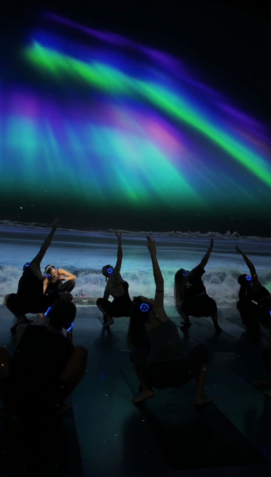 ARIA Pilates movement practice set inside ARTE MUSEUM Dubai's immersive aurora installation